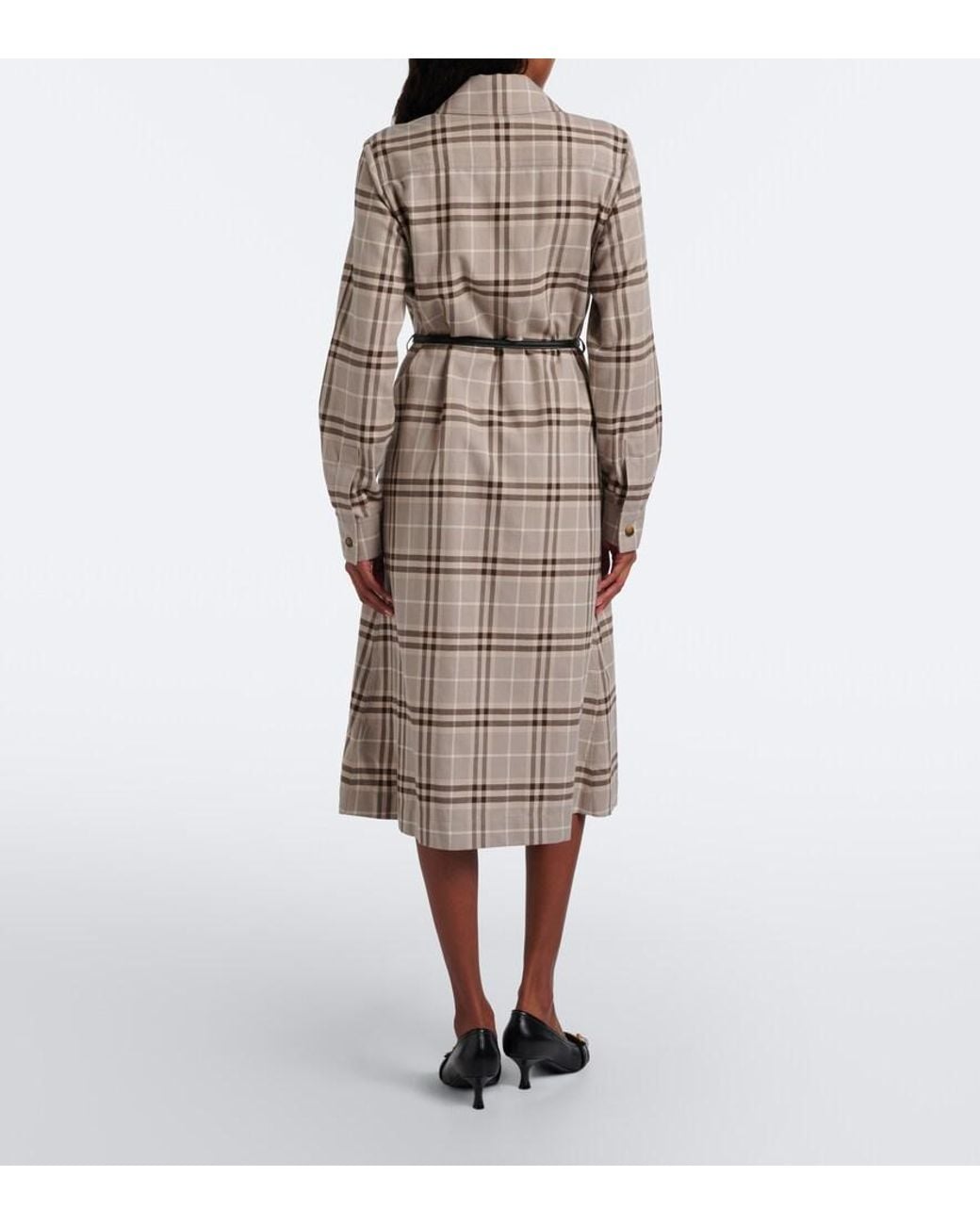 Burberry Natural Check Belted Cotton Shirt Dress