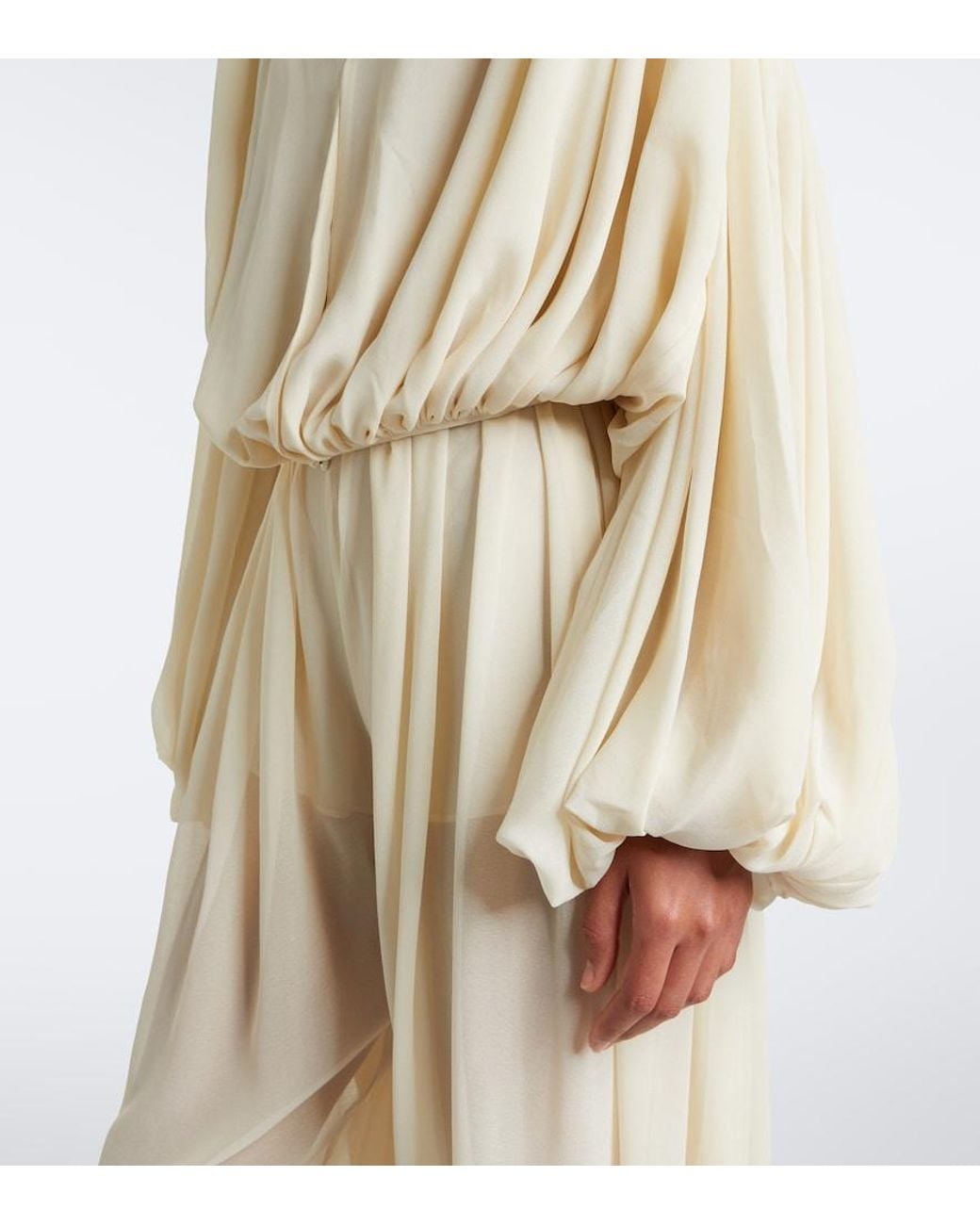De La Vali White Solana Chiffon Blouse