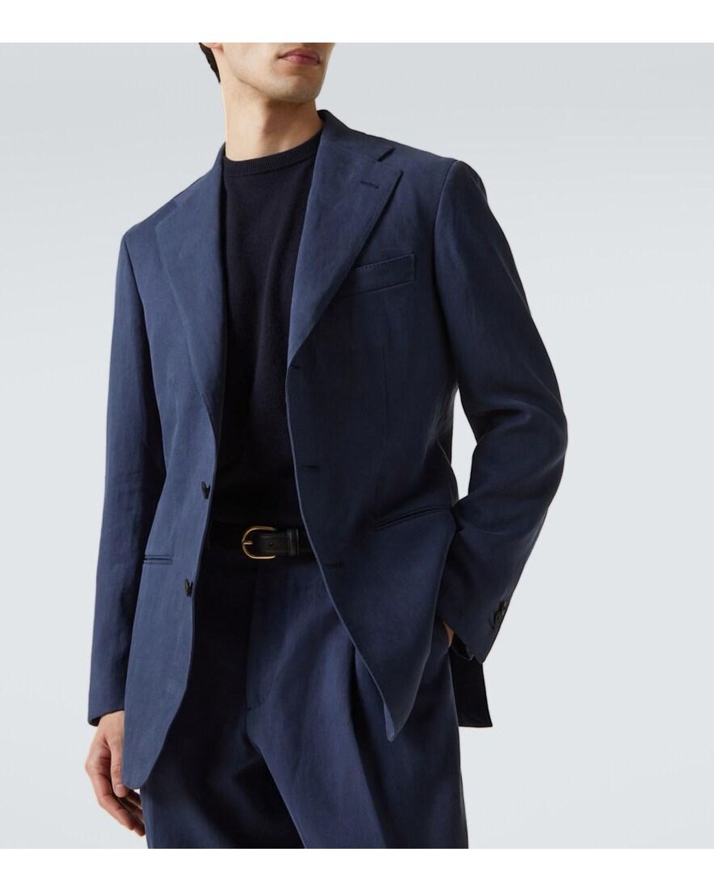 Saman Amel Blazer Aus Leinen in Blue für Herren