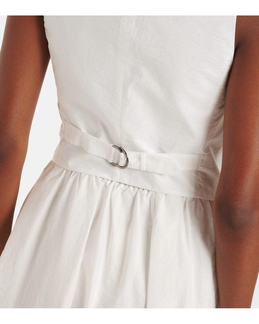Brunello Cucinelli White Monili Applique Cotton-Blend Poplin Vest