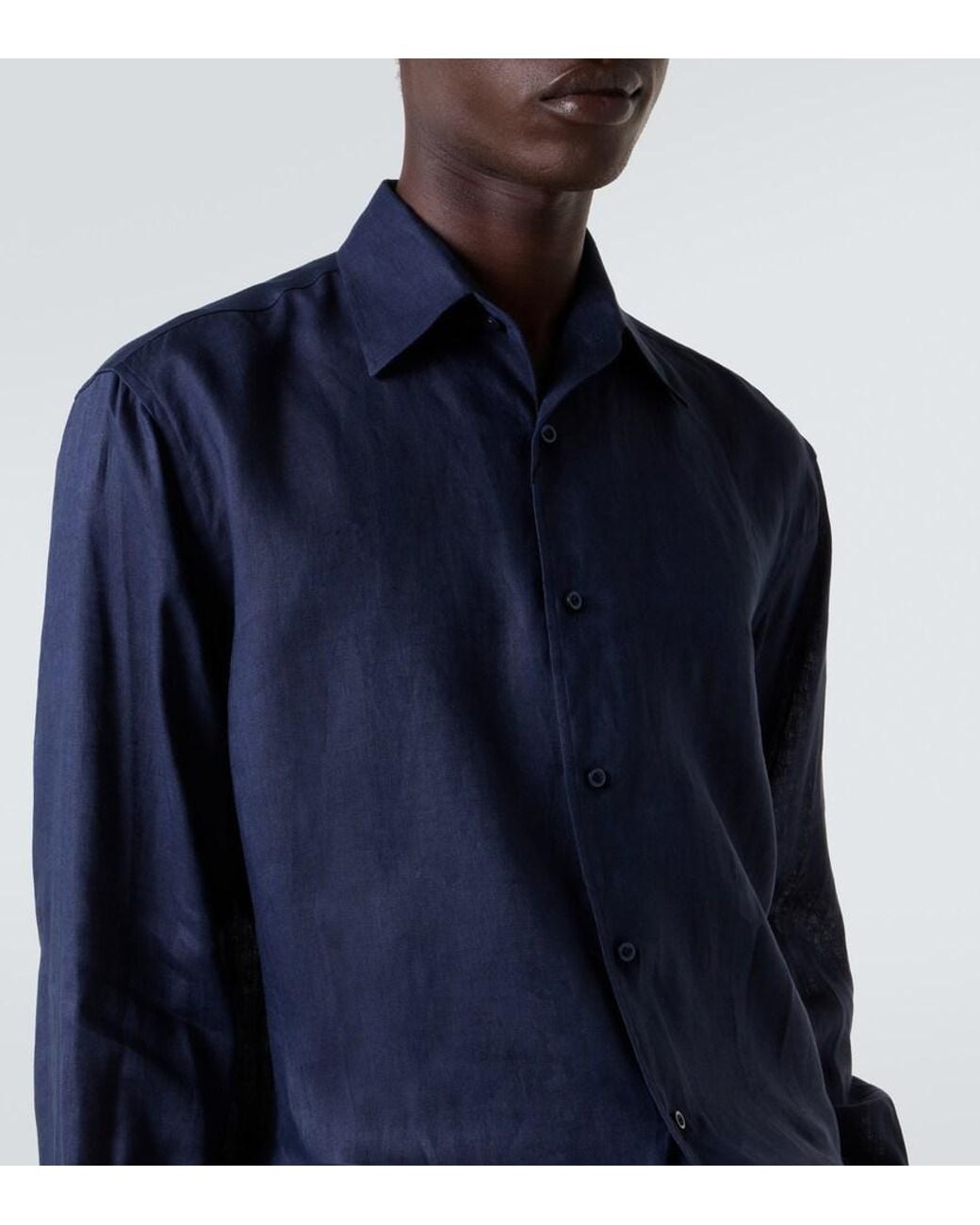 Saman Amel Hemd Aus Leinen in Blue für Herren