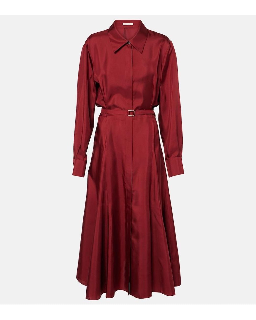 Emilia Wickstead Red Riko Belted Silk Twill Shirt Dress