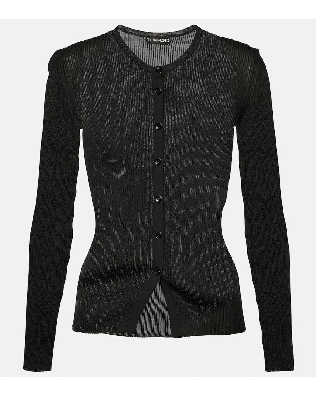 Tom Ford Black Ribbed-Knit Cardigan