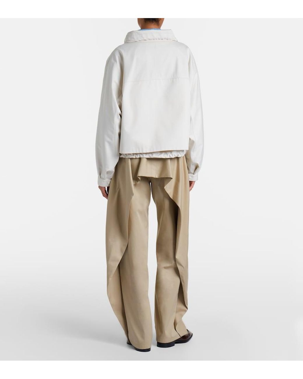 Loewe Natural Cotton And Silk Gabardine Wide-Leg Pants