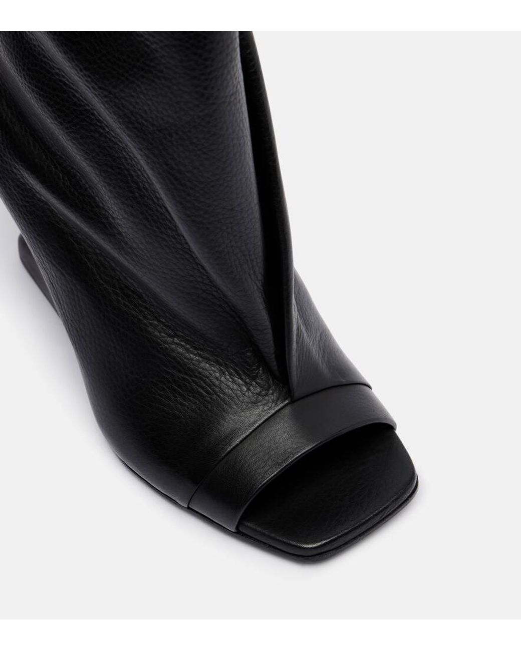 Rick Owens Black Cantilever Leather Peep-Toe Boots