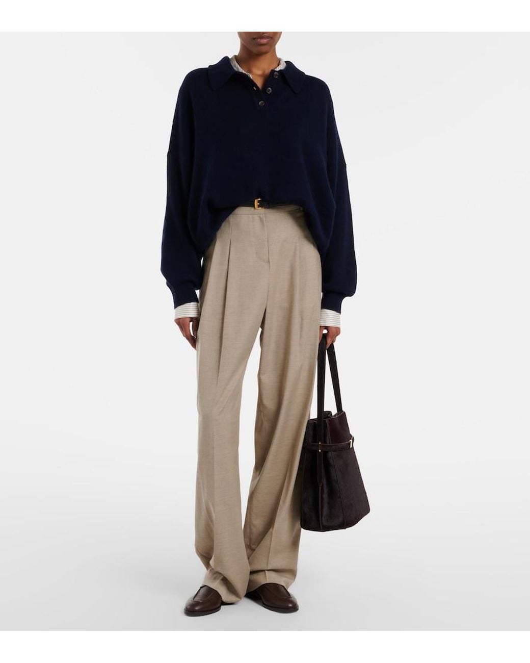 Frankie Shop Natural Gelso Wide-Leg Pants