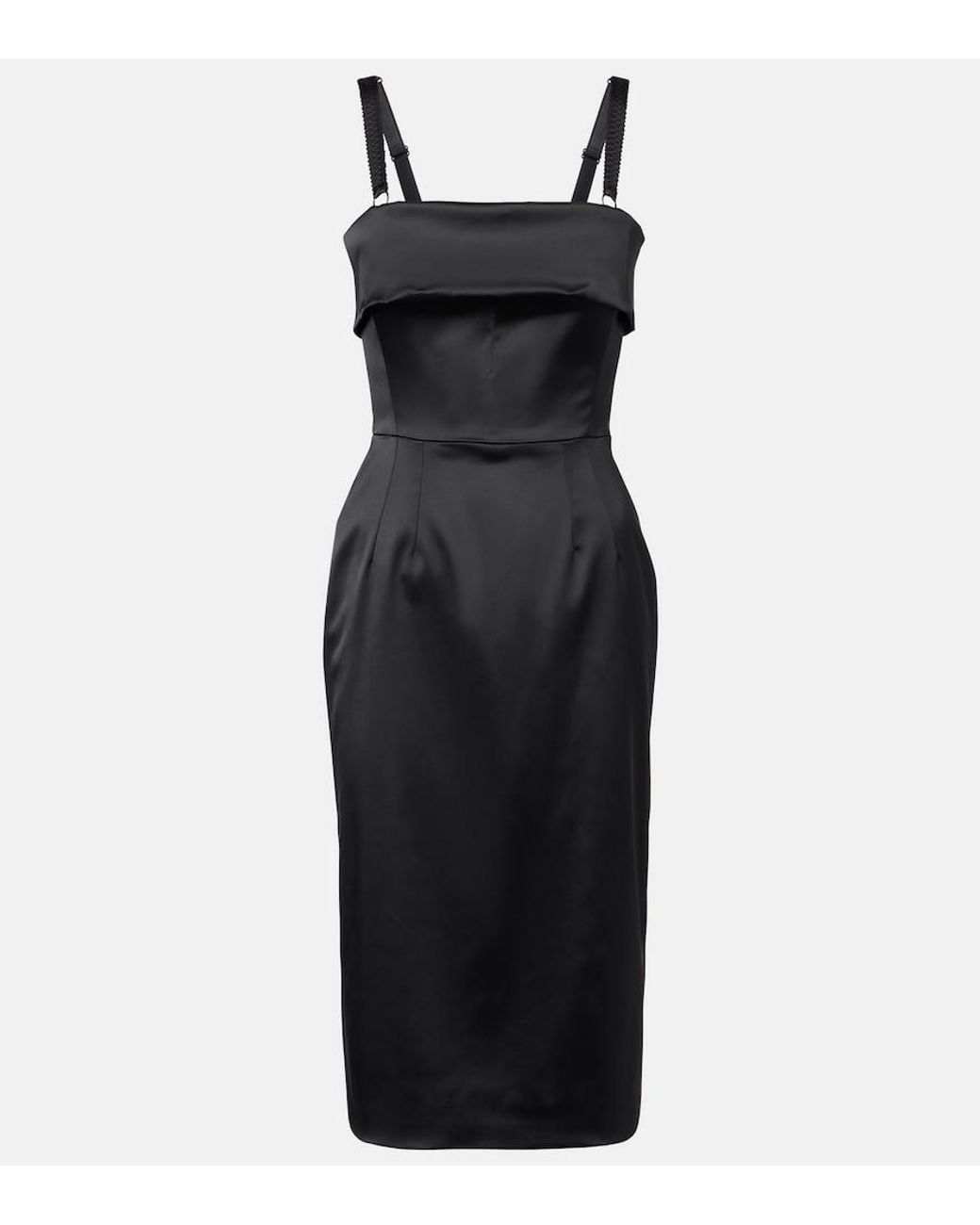 Dolce & Gabbana Black Satin Midi Dress