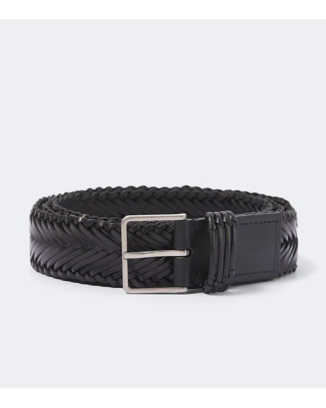 The Row Black Fisherman Woven Leather Belt for men