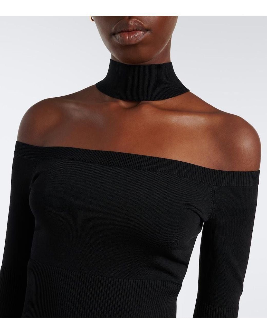 Jonathan Simkhai Black Lila Off-Shoulder Ribbed-Knit Top