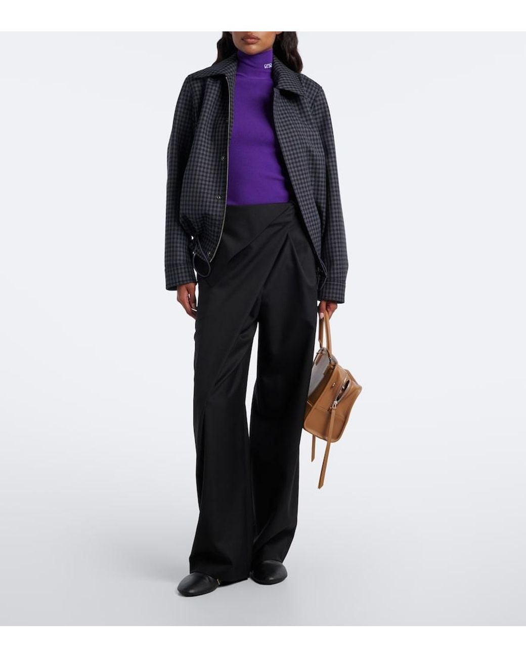 Loewe Black Gingham Wool-Blend Blouson Jacket