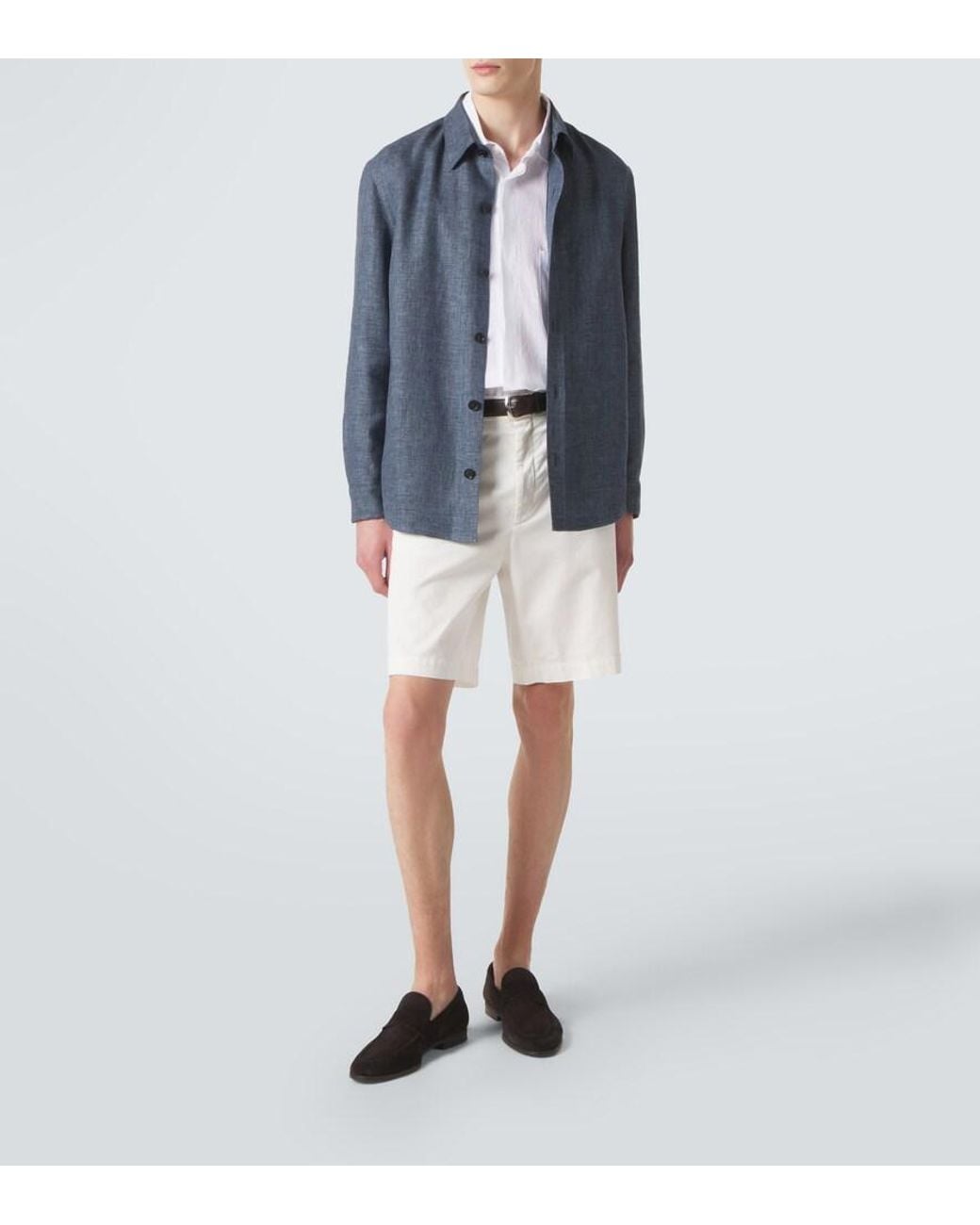 Zegna Blue Cashmere, Linen And Silk Overshirt for men