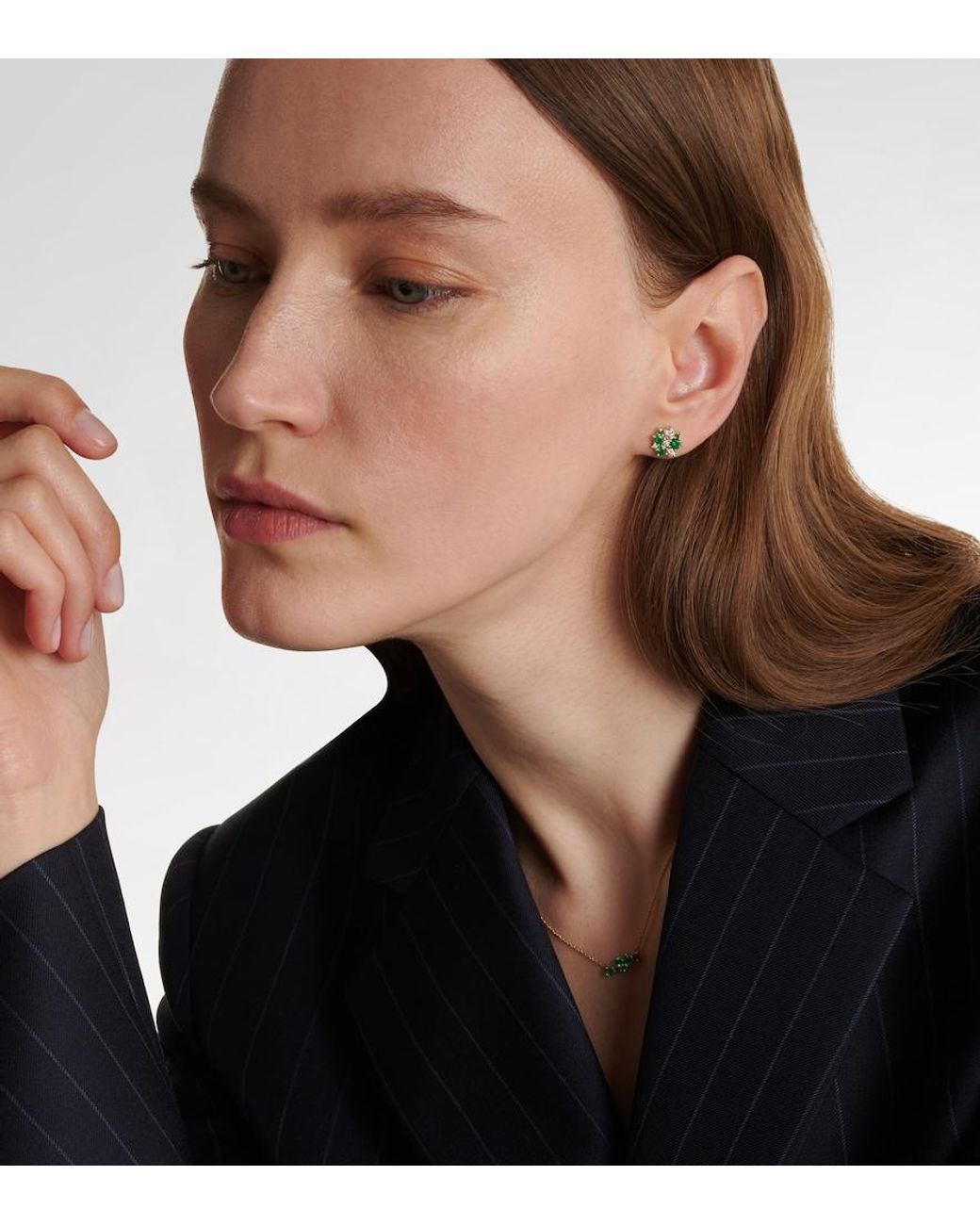 Sydney Evan Green Cocktail 14Kt Earrings With Emeralds And Diamonds