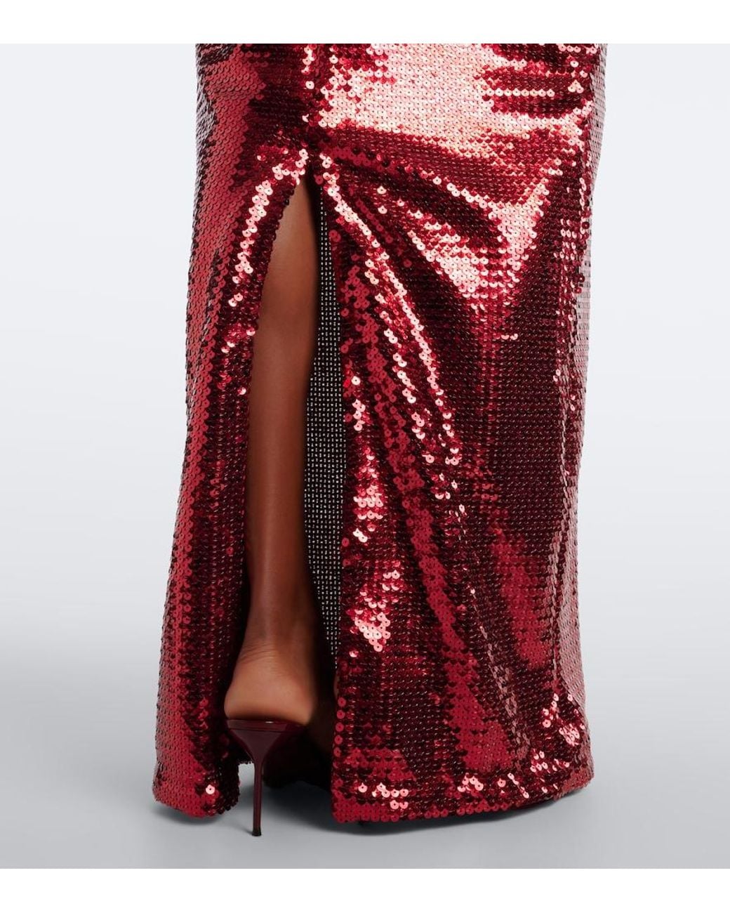 Nensi Dojaka Red Sequined Cutout Gown