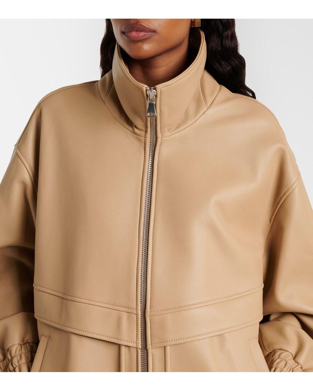 Nour Hammour Natural Beck Leather Bomber Jacket