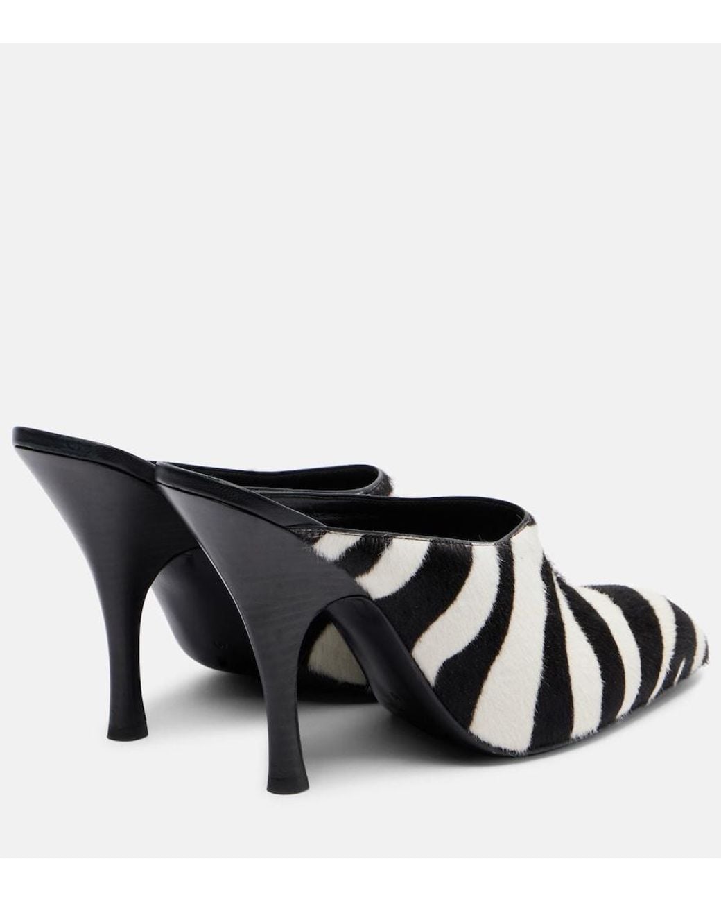 Khaite Black Colt Zebra-Print Calf Hair Mules