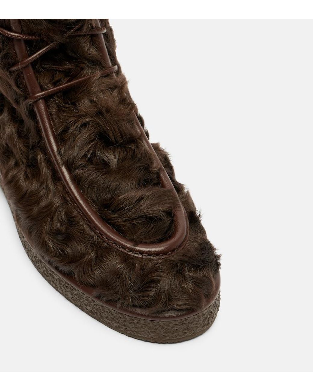 Aquazzura Brown Frostie Shearling Ankle Boots