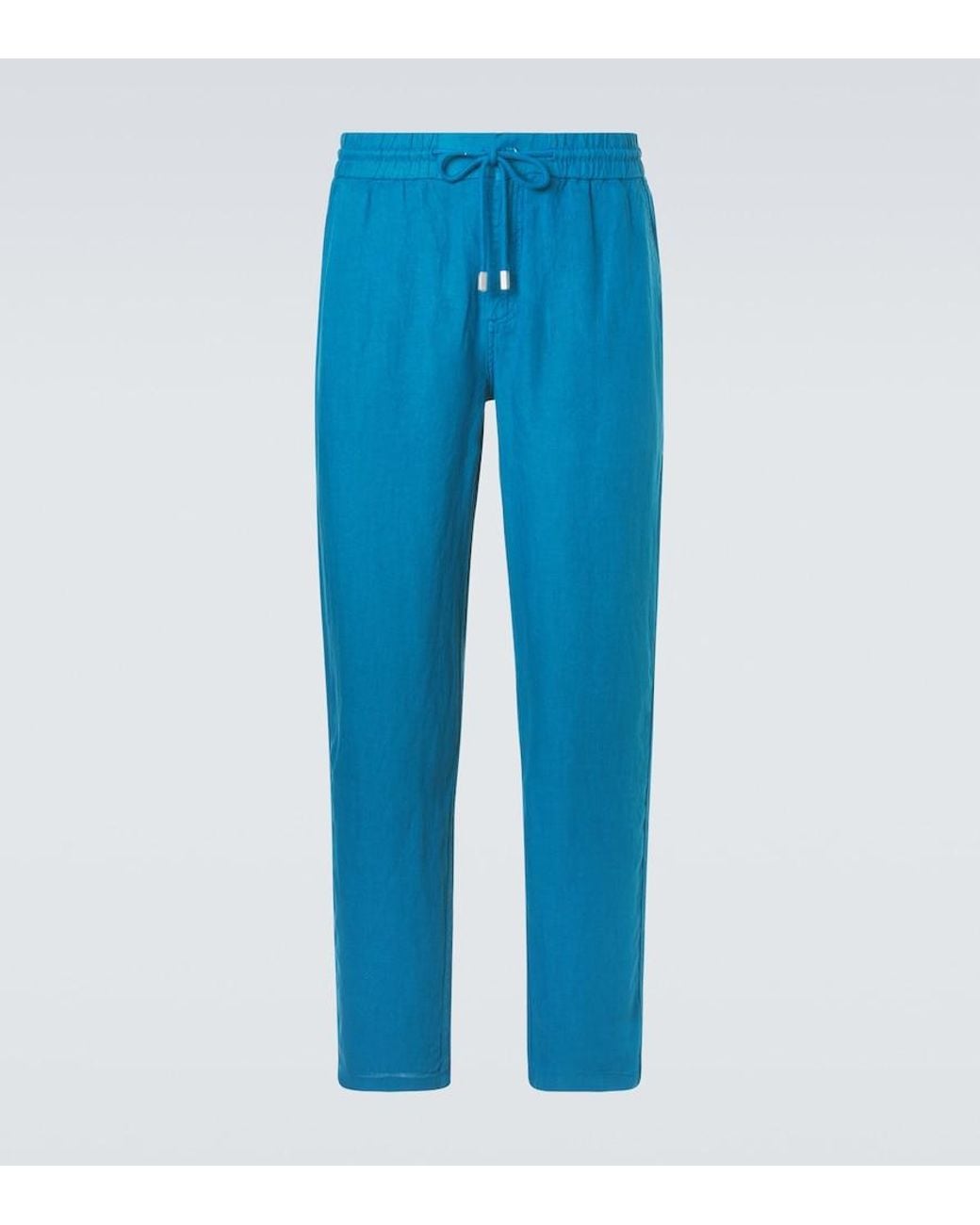 Vilebrequin Blue Linen Tapered Pants for men