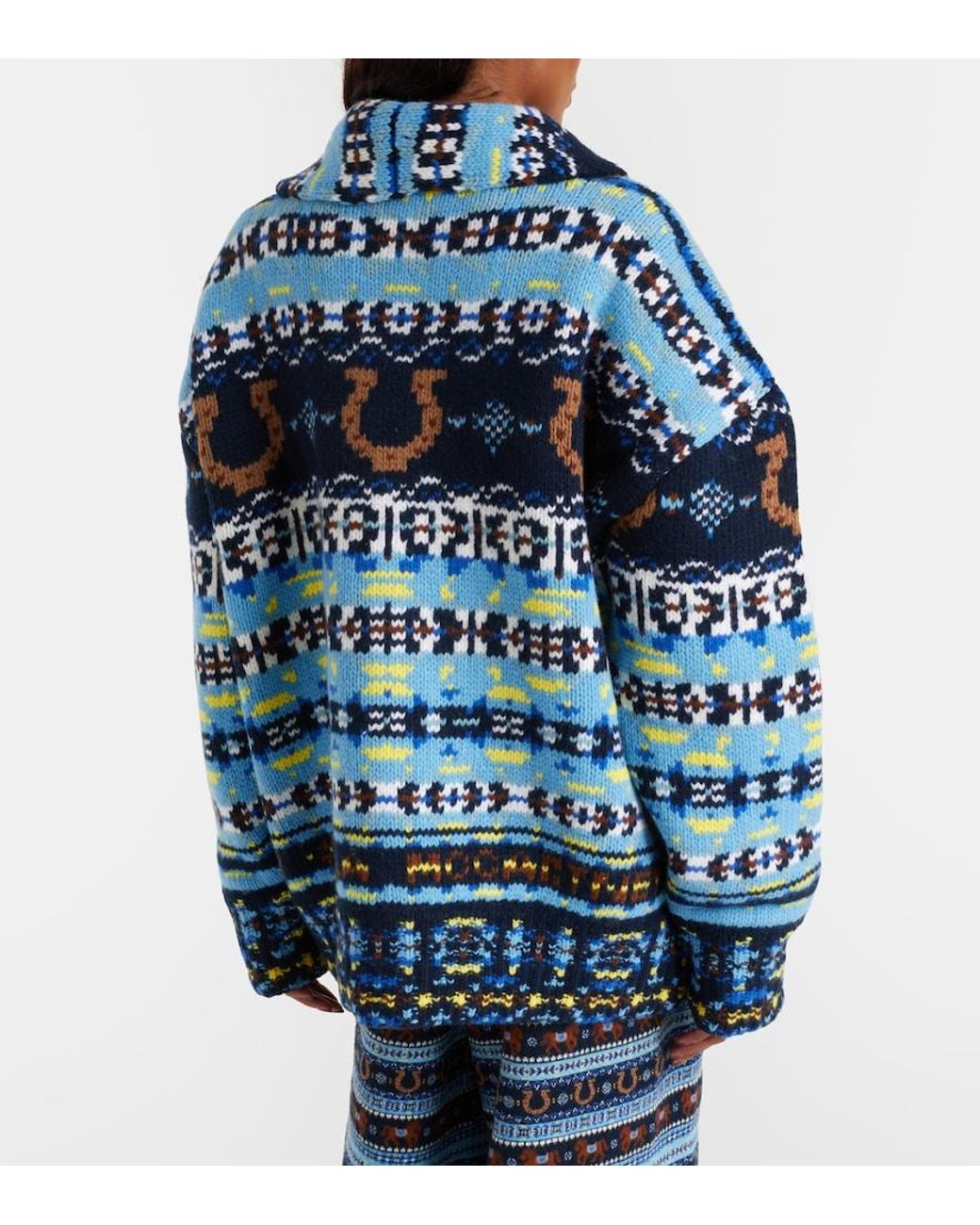 Stella McCartney Blue Fair Isle Virgin Wool Cardigan