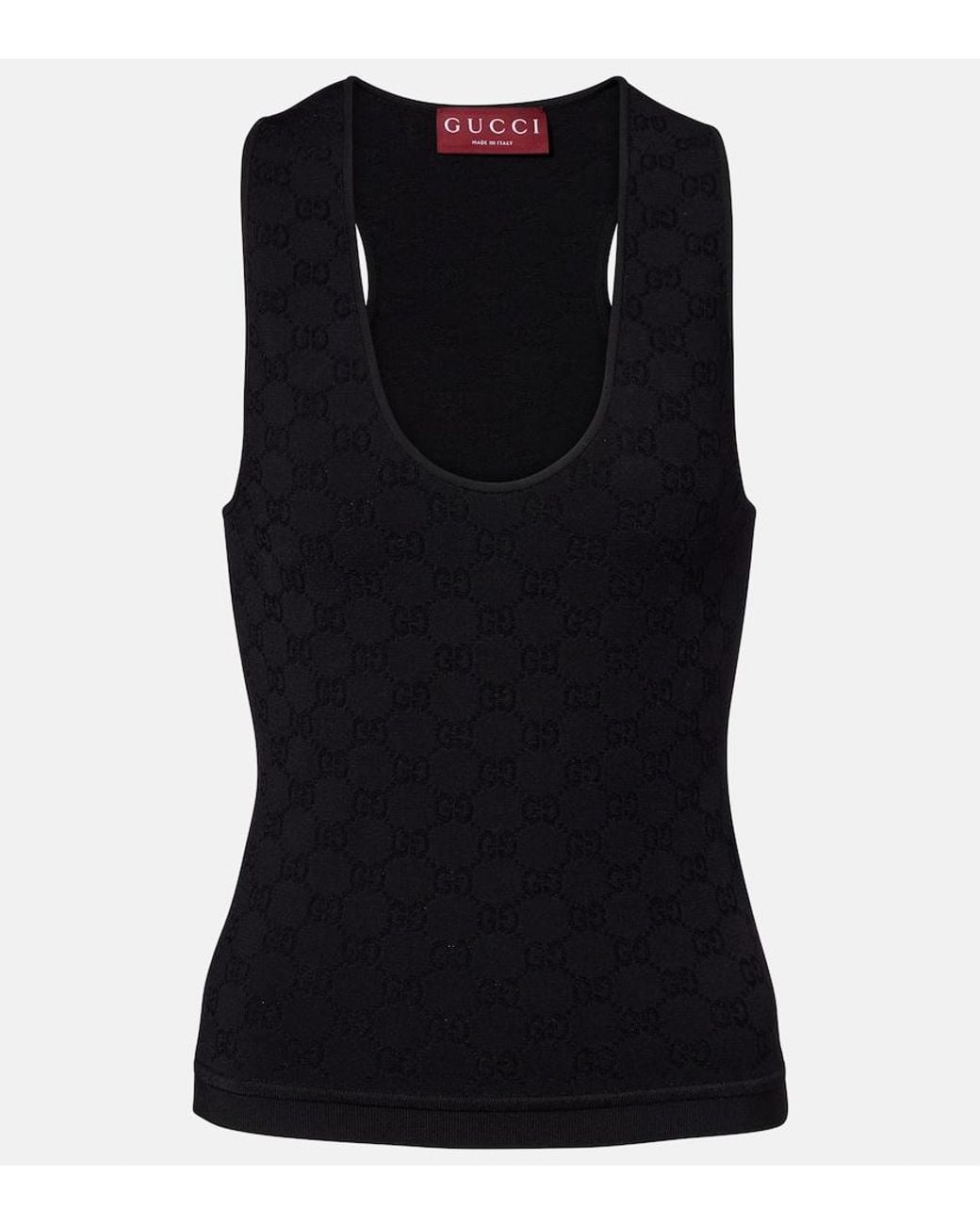 Gucci Black Gg Cotton-Blend Jacquard Tank Top