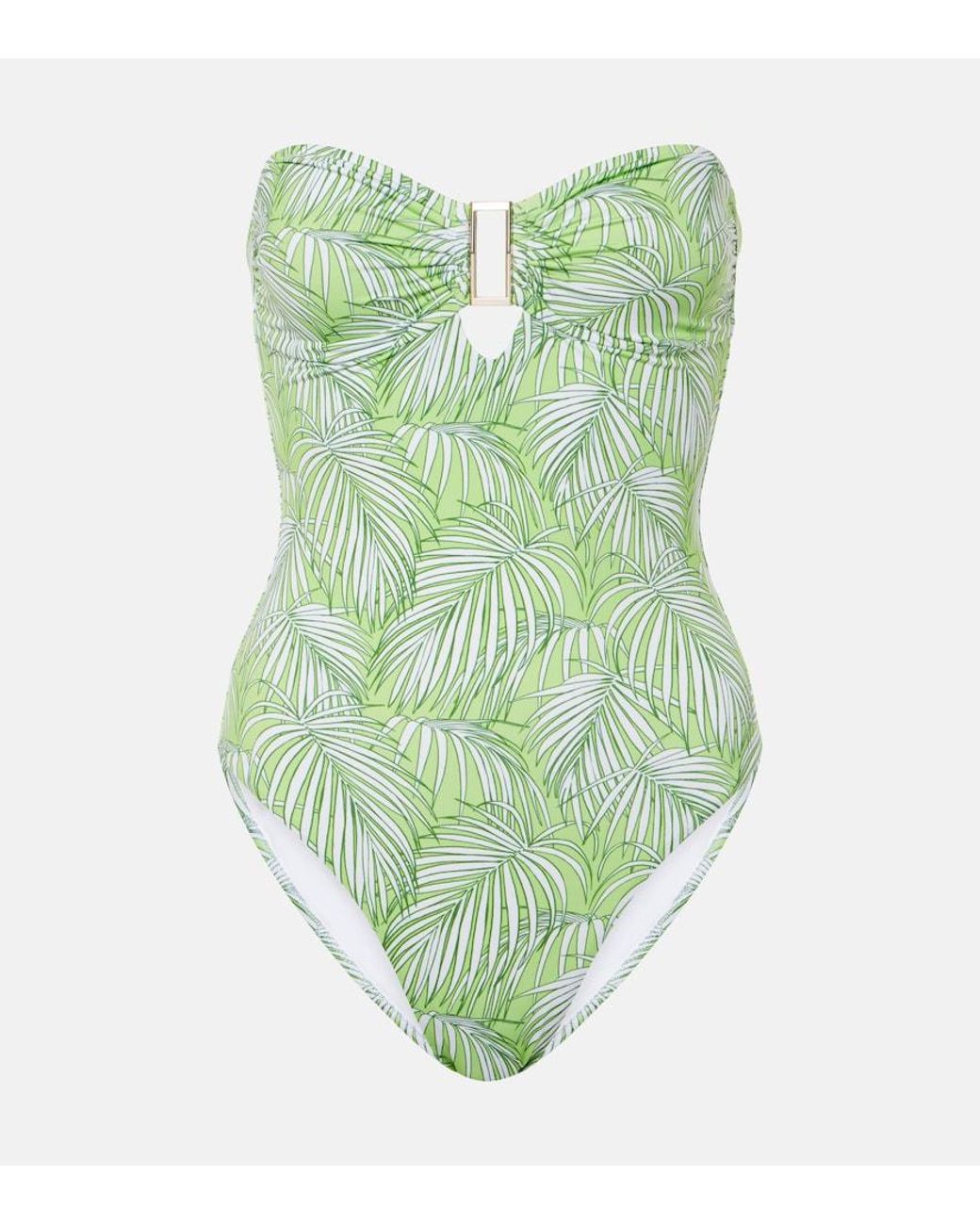 Melissa Odabash Green Como Printed Strapless Swimsuit
