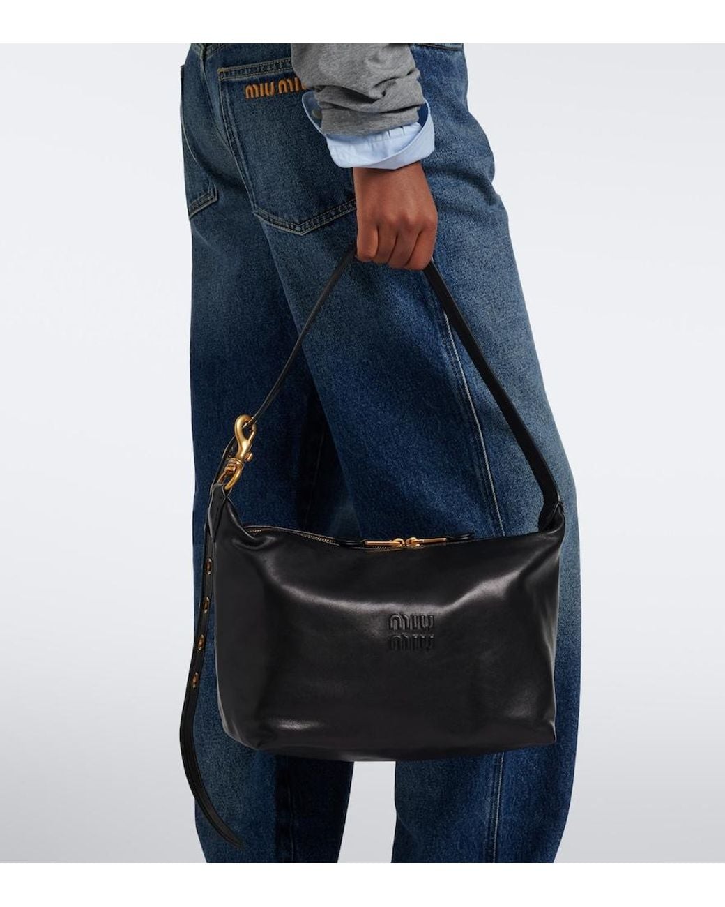 Miu Miu Black Spirit Leather Shoulder Bag