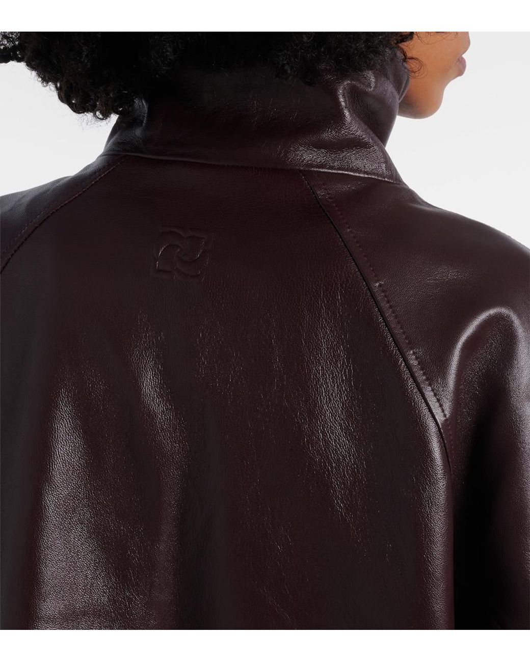 Magda Butrym Brown Oversized Leather Bomber Jacket