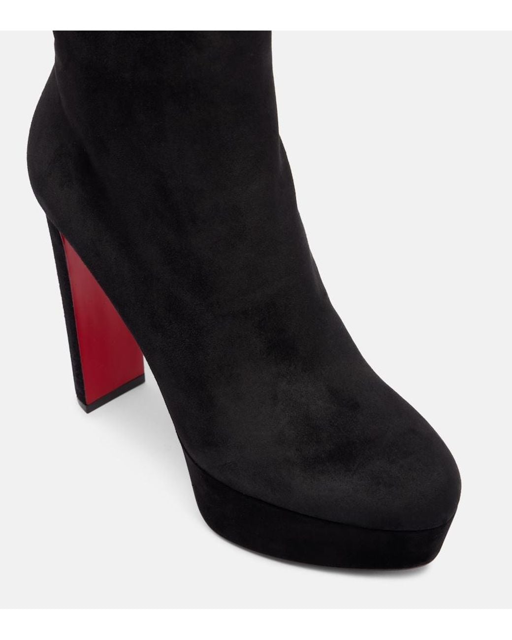 Christian Louboutin Black Loo Booty Suede Platform Boots 130