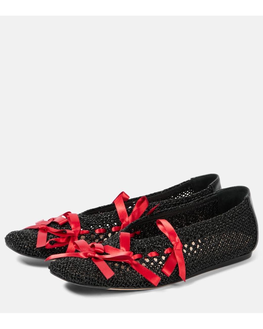 Simone Rocha Red Ballerinas Aus Haekelstrick
