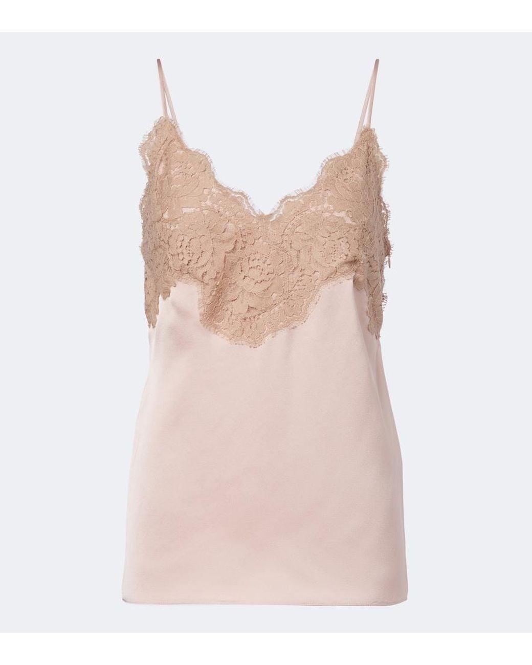 Valentino Garavani Pink Lace-Trimmed Cady Camisole
