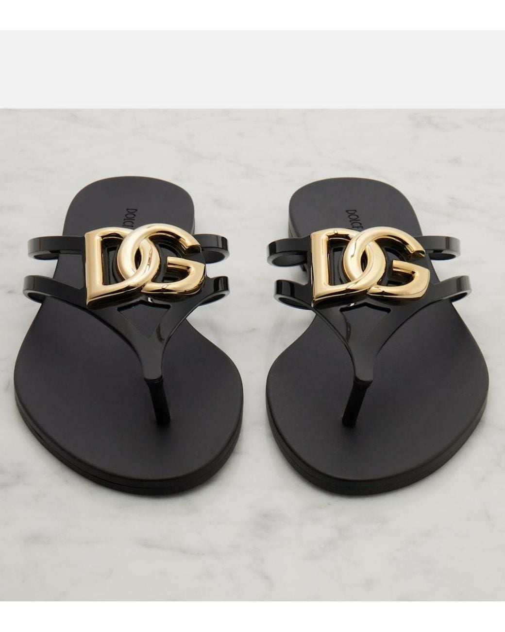 Dolce & Gabbana Black Dg Thong Sandals