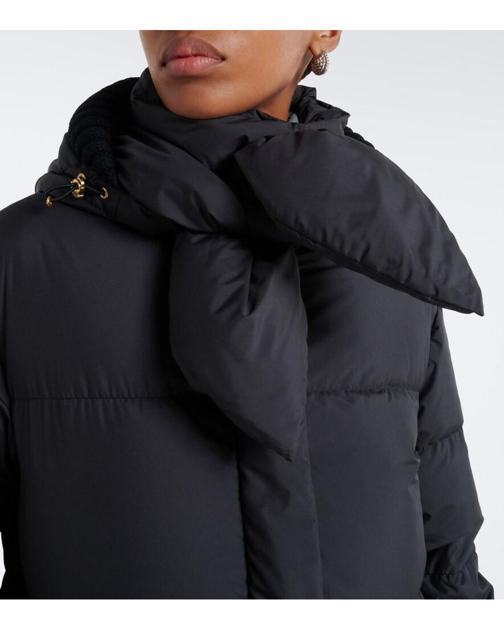 Moncler Black Ornement Tie-Neck Down Coat