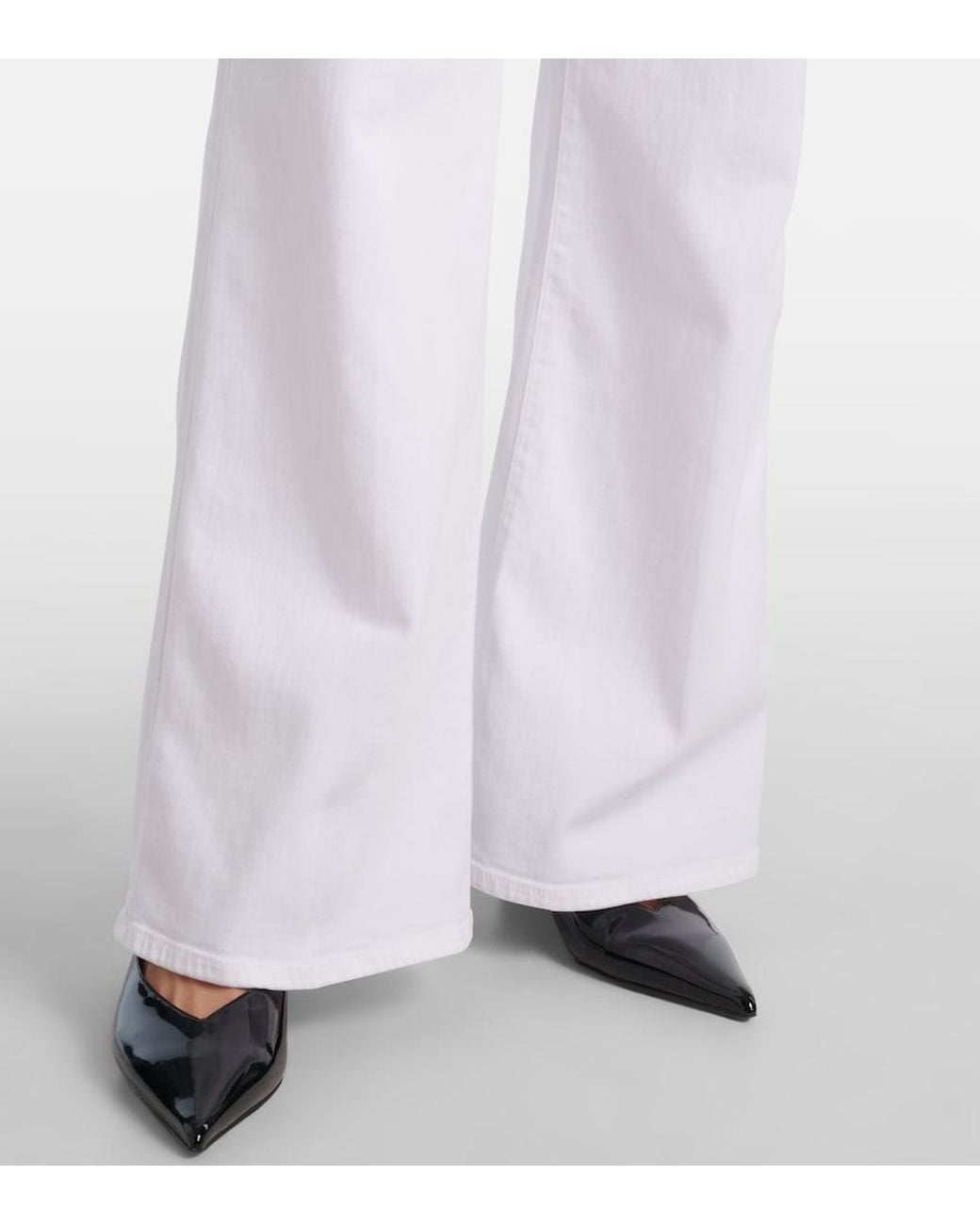 7 For All Mankind White Jo High-Rise Wide-Leg Jeans