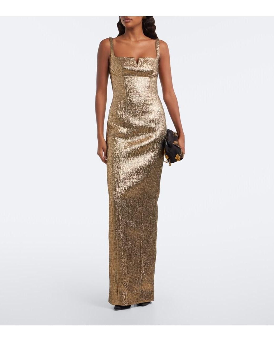 Roland Mouret Natural Lame Jacquard Gown