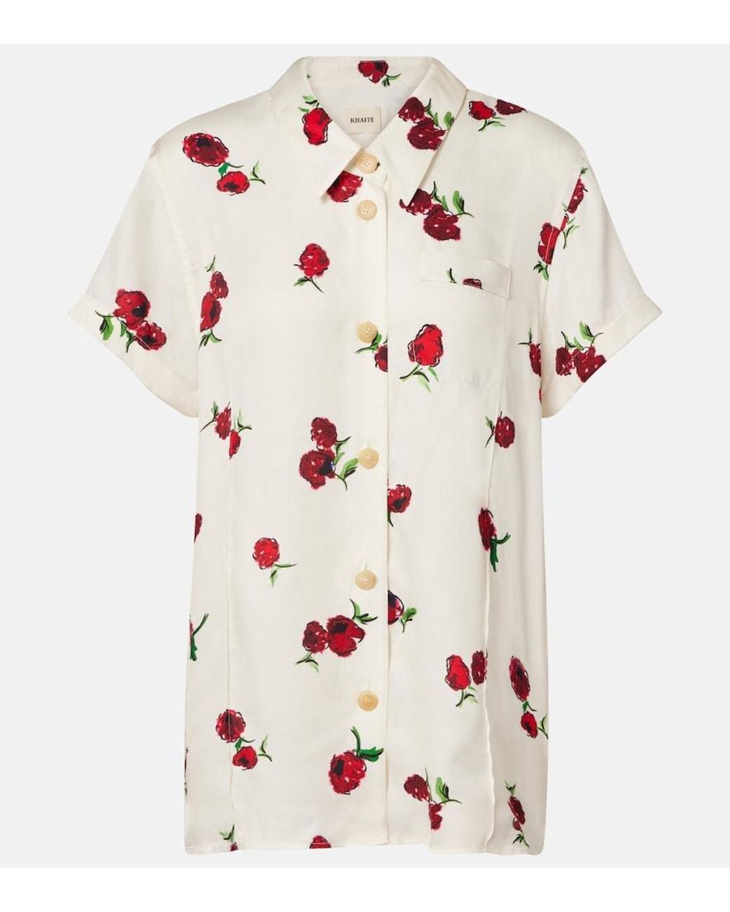 Khaite Pink Keefe Printed Twill Shirt