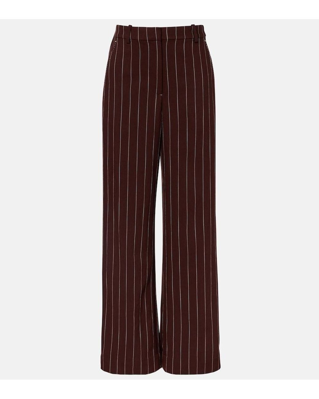 Jonathan Simkhai Purple Tavar Pinstripe Wide-Leg Pants