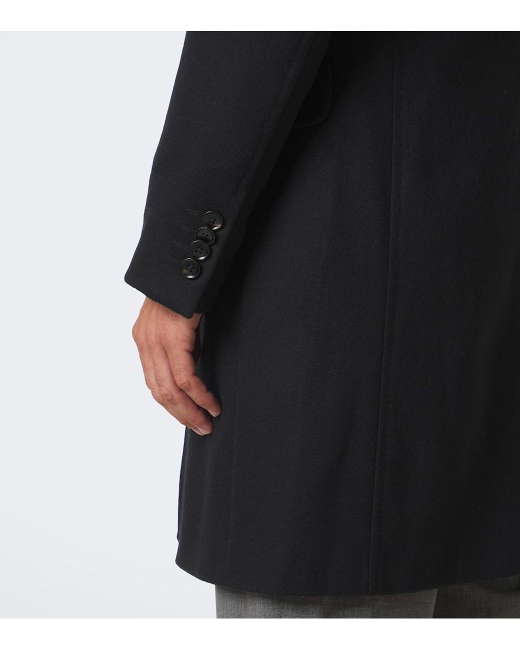 Zegna Black Wool And Cashmere-Blend Coat for men