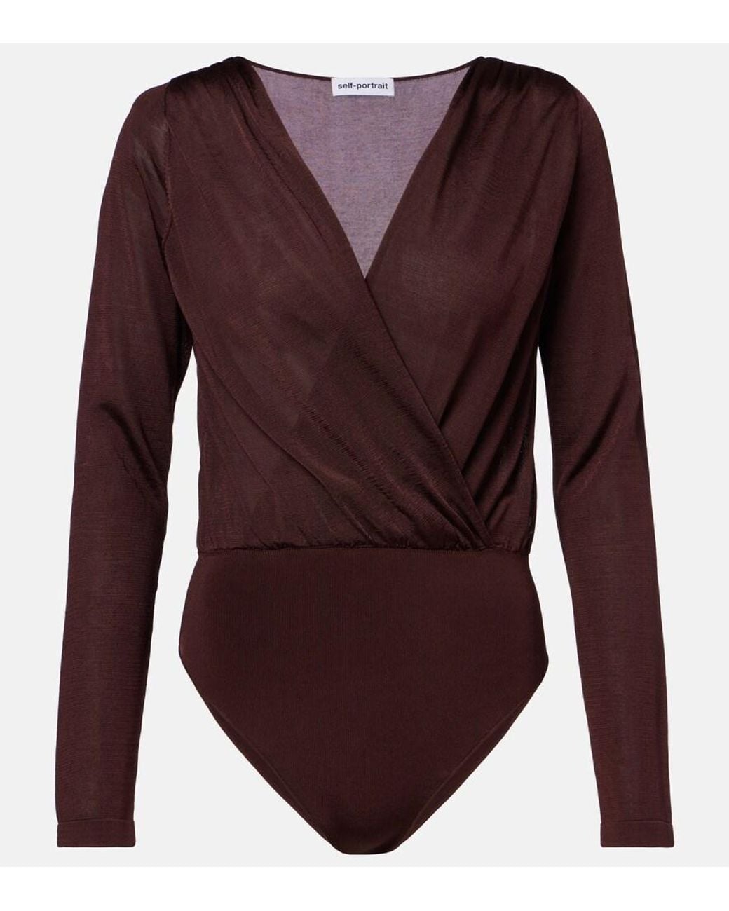 Self-Portrait Purple Draped Knitted Bodysuit