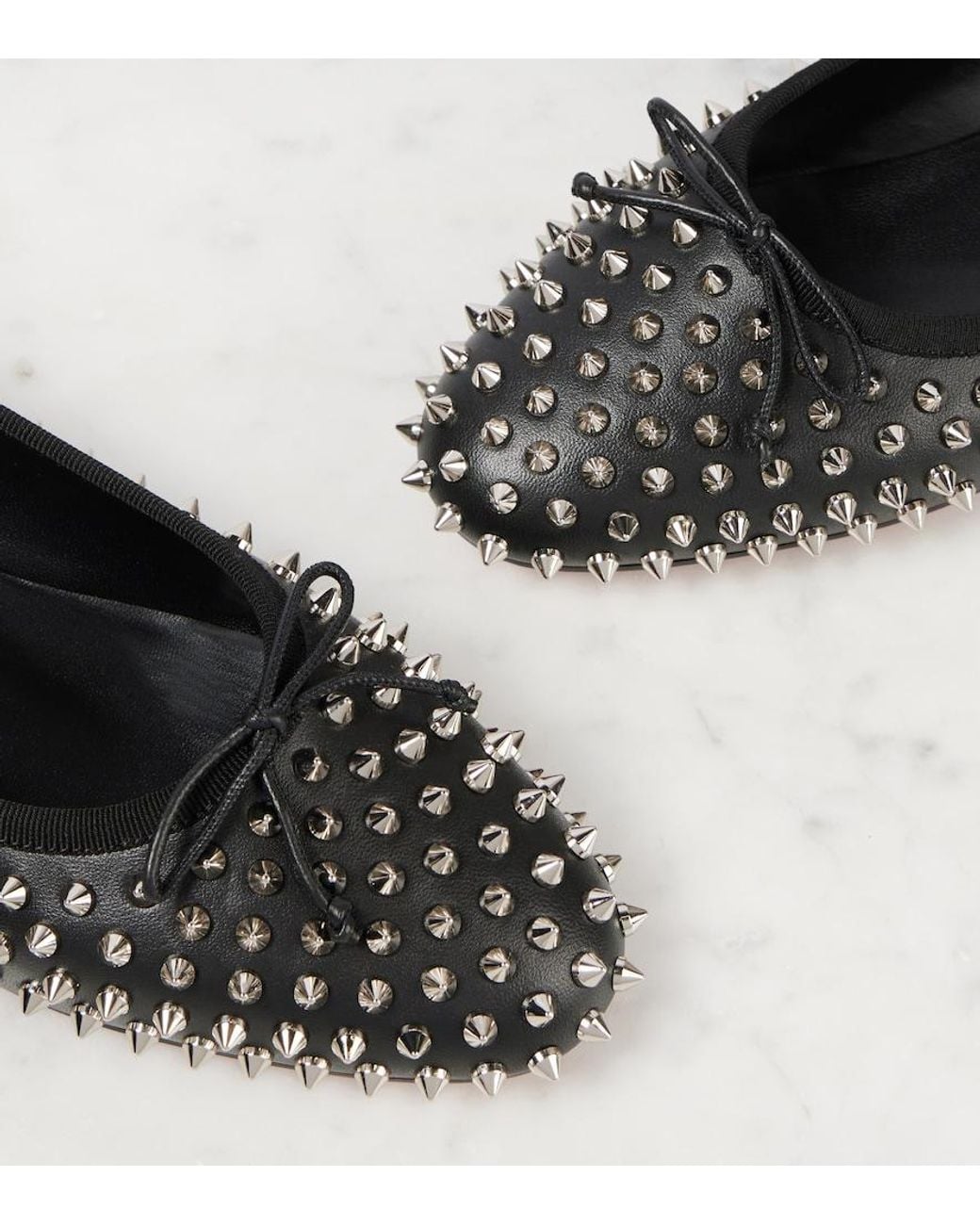 Christian Louboutin Black Sweetie Jane Spikes Leather Flat