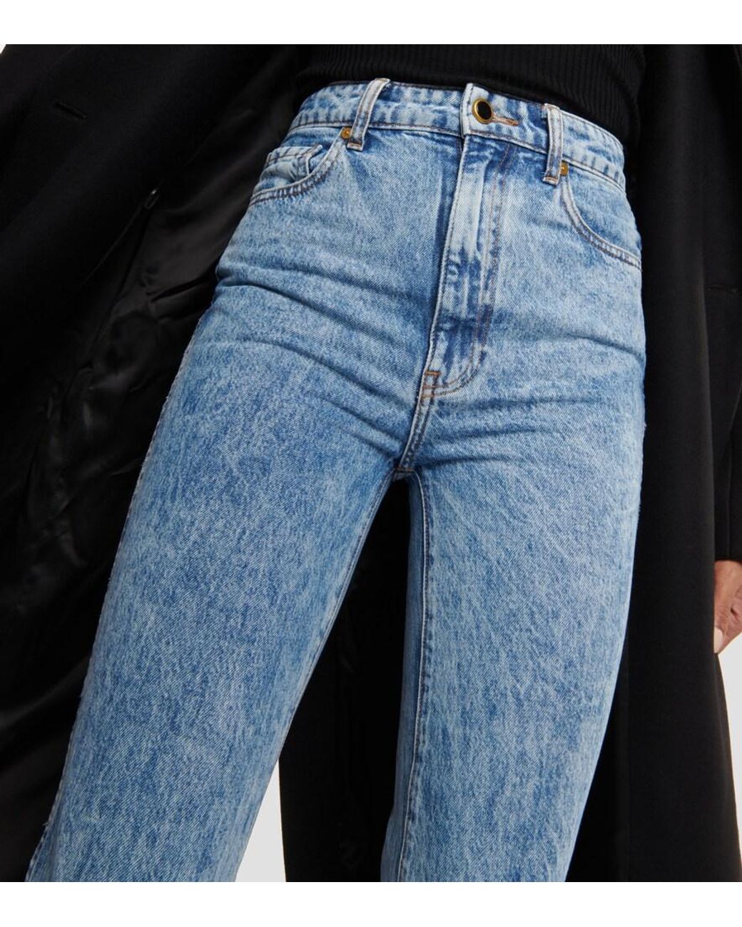 Khaite Blue Danielle High-Rise Straight Jeans