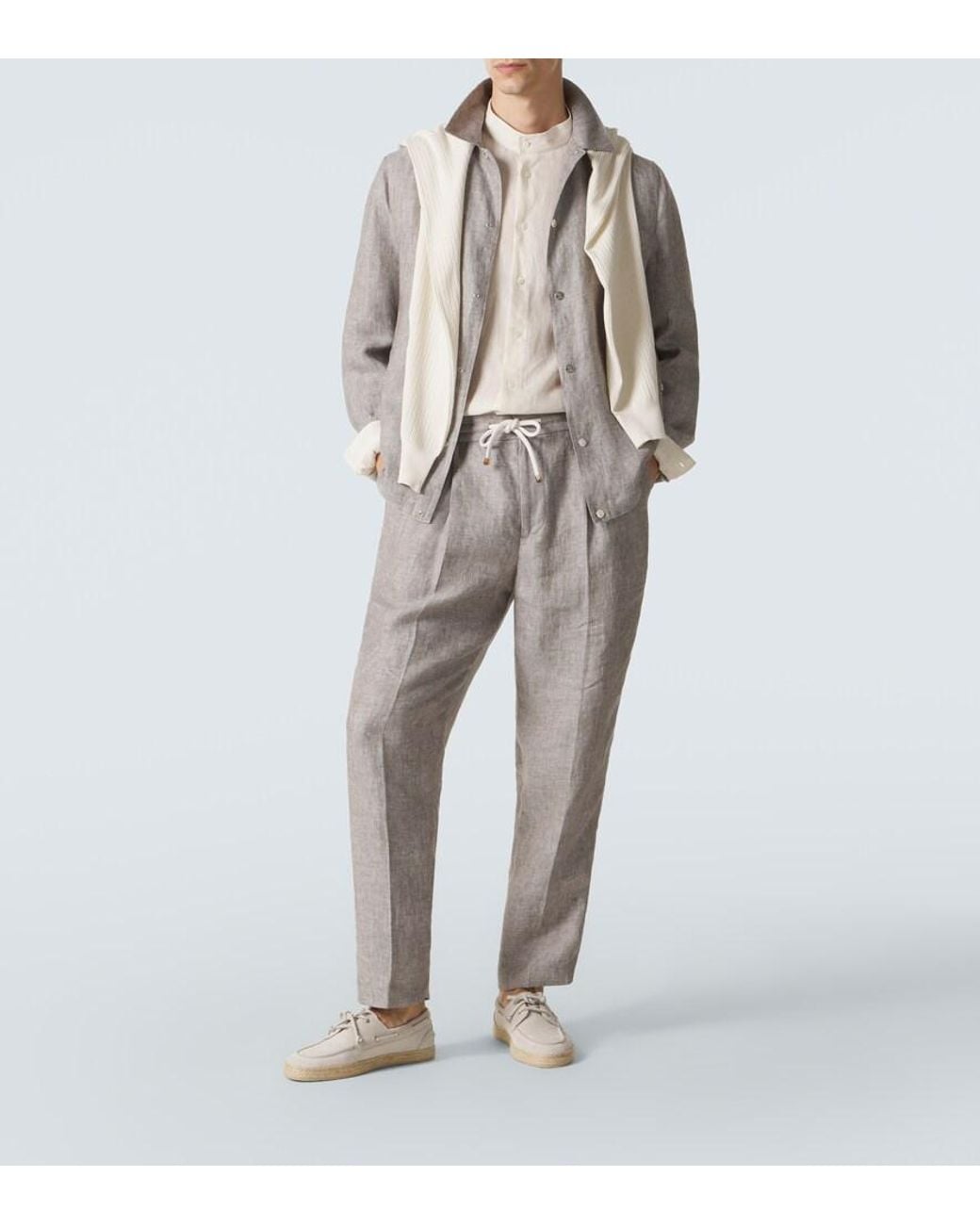 Brunello Cucinelli White Linen Shirt for men