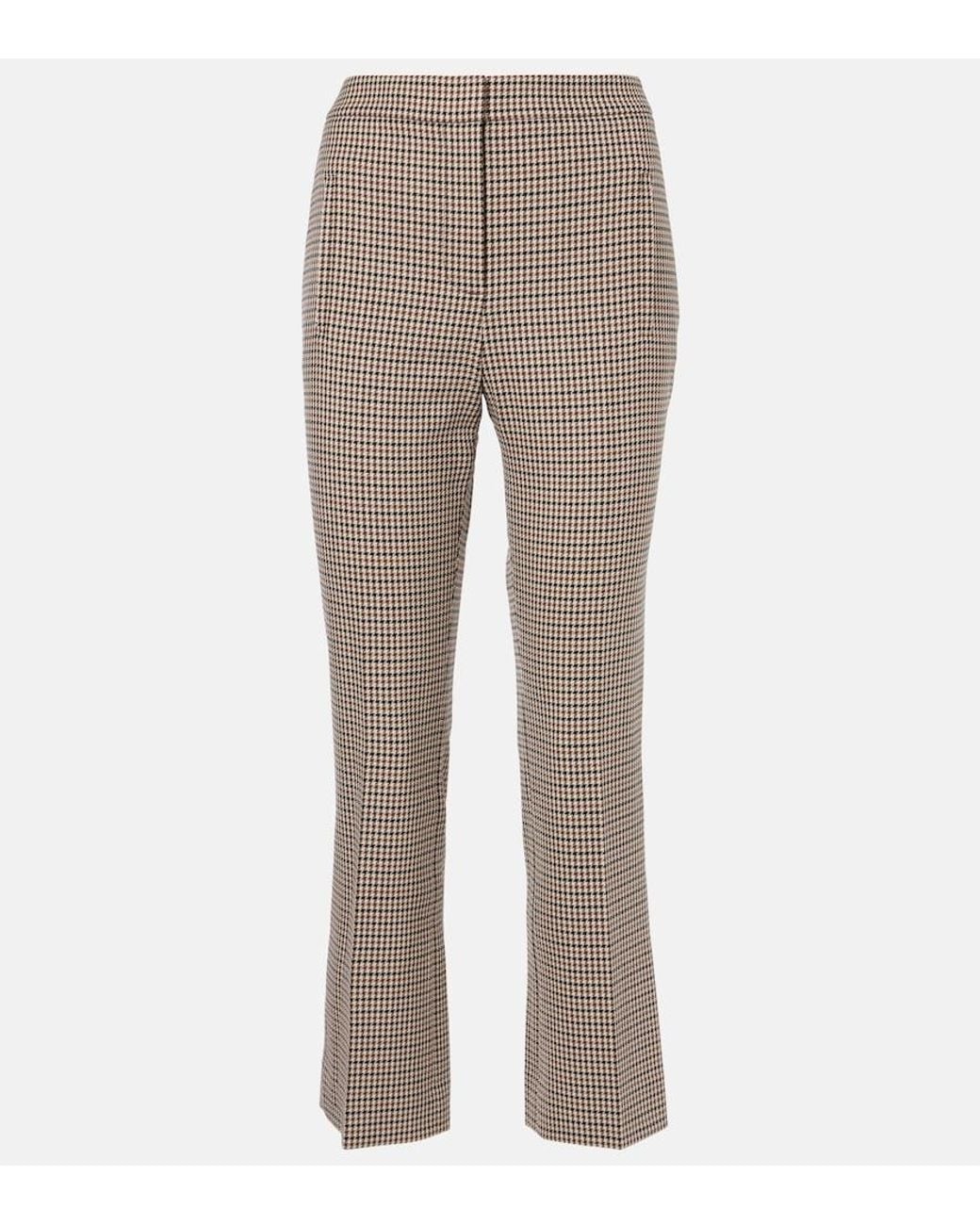 Veronica Beard Gray Arte Houndstooth High-Rise Cropped Pants