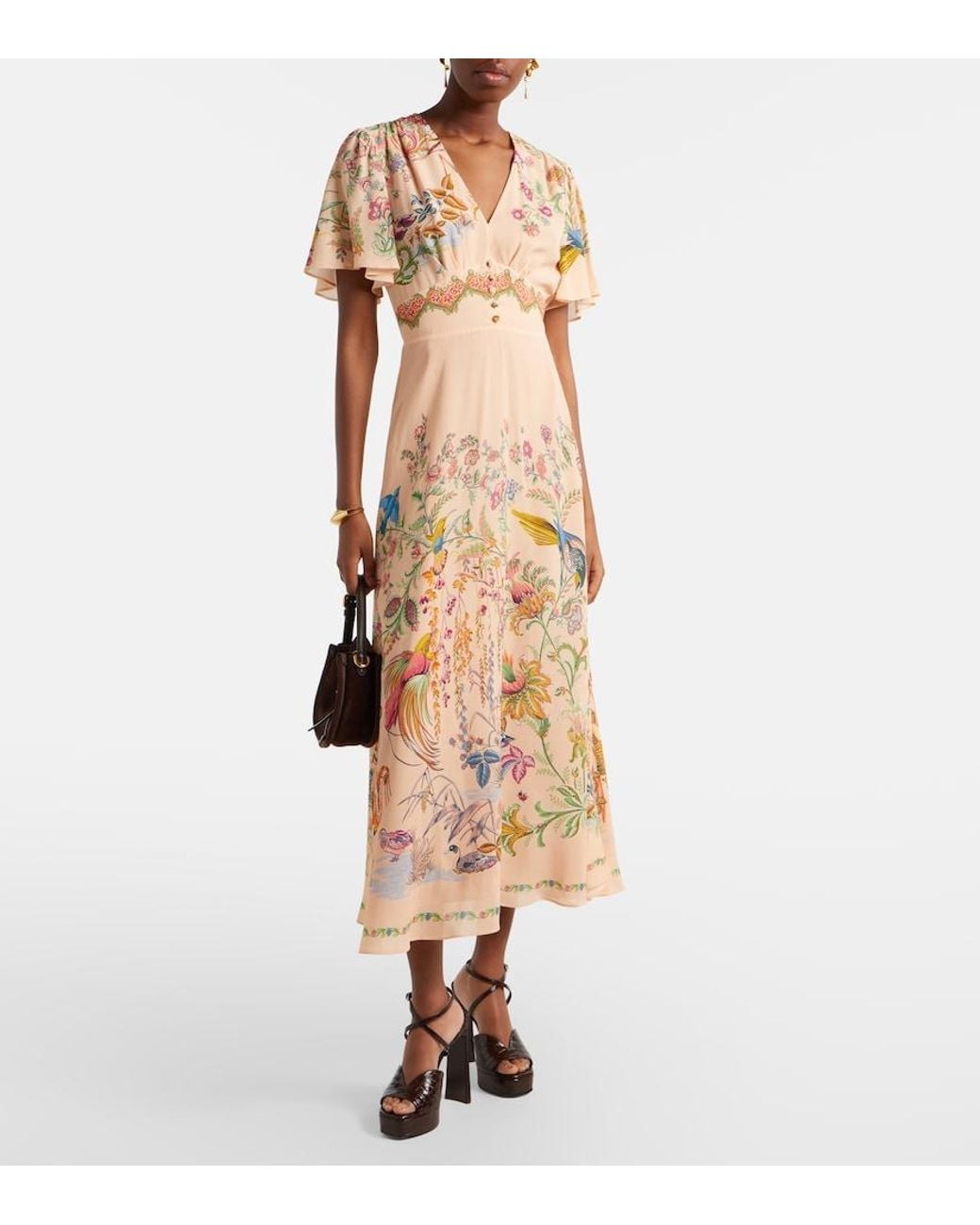 Etro Natural Printed Midi Dress