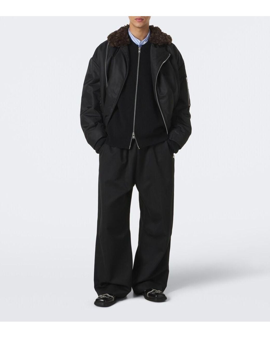 Simone Rocha Black Cutout Wool-Blend Zip-Up Cardigan for men