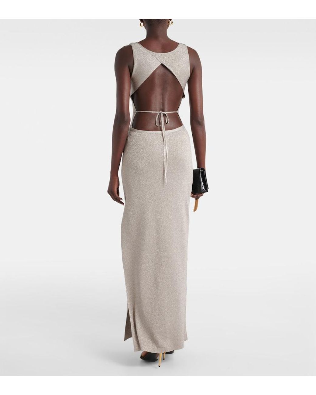 Tom Ford White Metallic Knit Maxi Dress