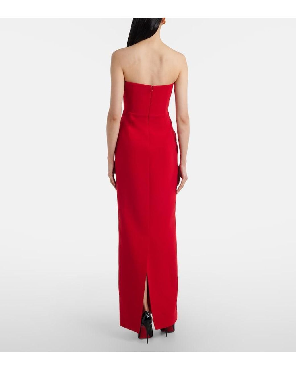 The New Arrivals Ilkyaz Ozel Red Noa Bow-Detail Strapless Gown