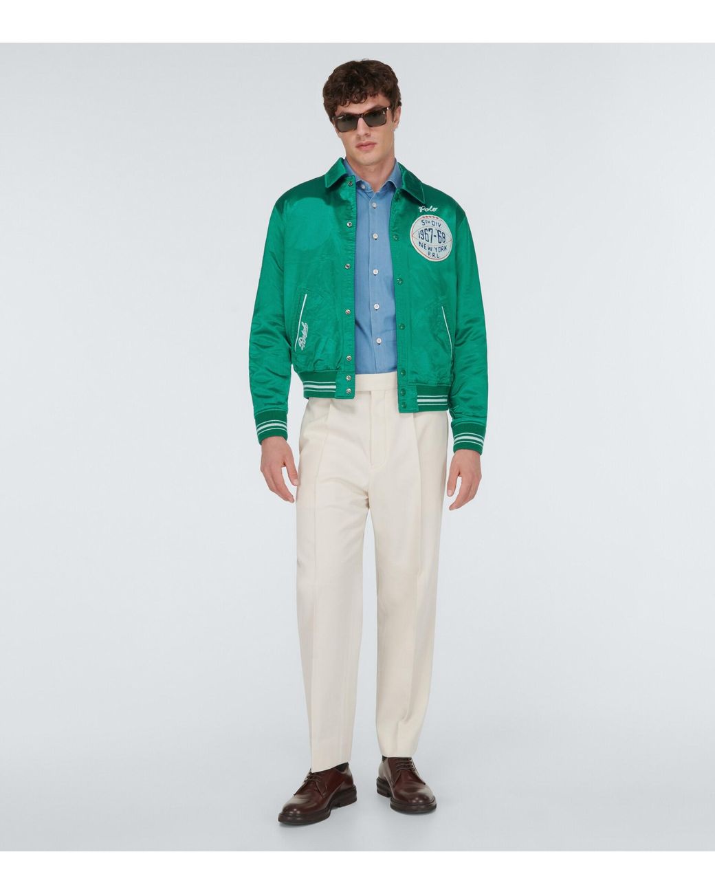 Polo Ralph Lauren Cotton blend Varsity Jacket in Green for Men Lyst