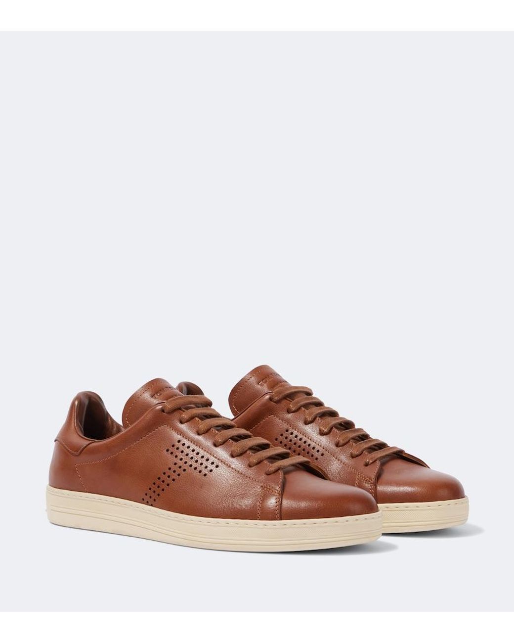 Tom Ford Brown Warwick Perforated Leather Sneakers for men