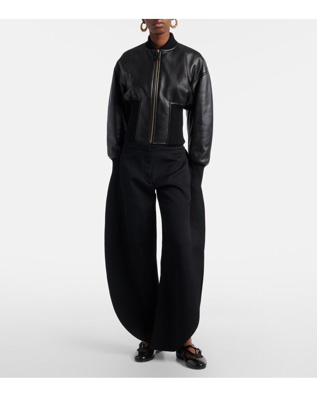Alaïa Black Leather-Trimmed Fishnet Ballet Flats