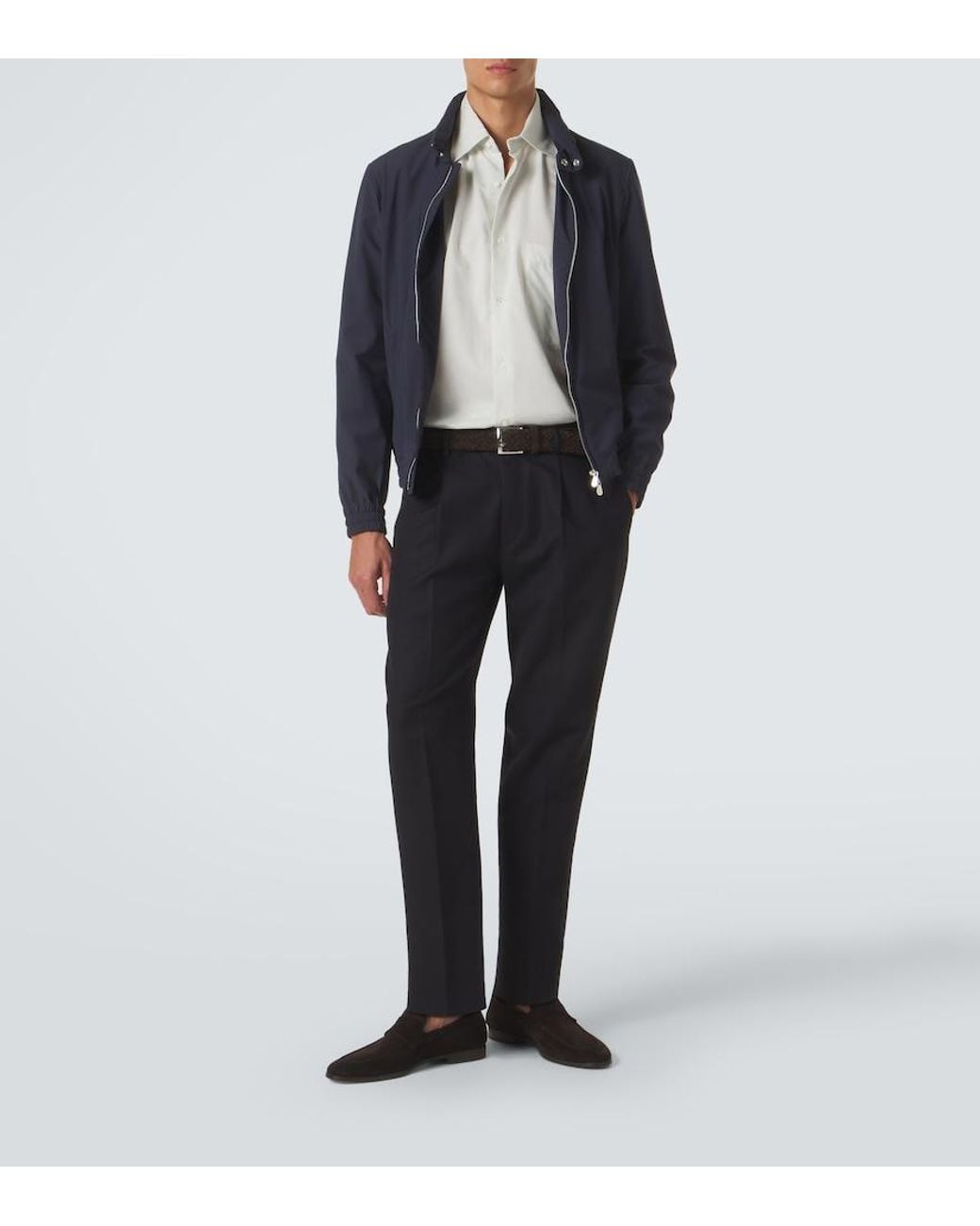 Zegna Black Cotton And Linen Straight Pants for men