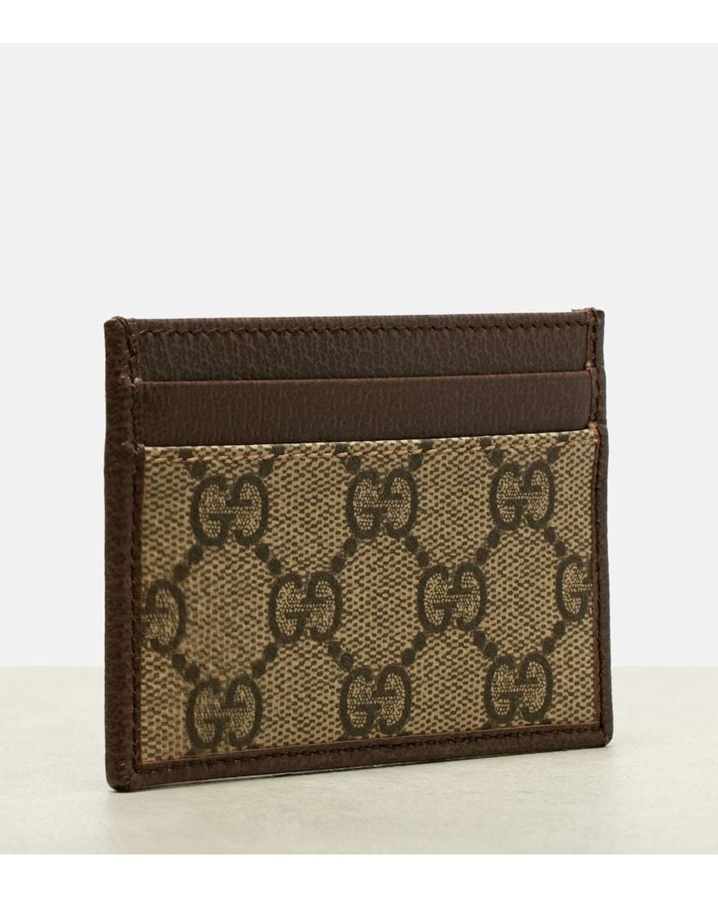 Gucci Metallic Ophidia Leather-Trimmed Card Holder